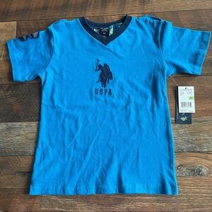 🏷️ NWT! U.S. Polo Assn. New with Tags Teal Blue Short Sleeve Shirt Boys Size 4T